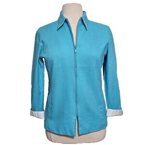 Dressbarn Linen Rayon Zip Up Suite Jacket Blazer Size 14